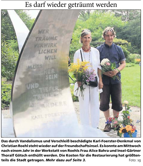 BLICKPUNKT Nr. 31, 2. August 2014, Ausgabe Potsdam/Werder, Seite 1 und 3, Text und Fotos sg